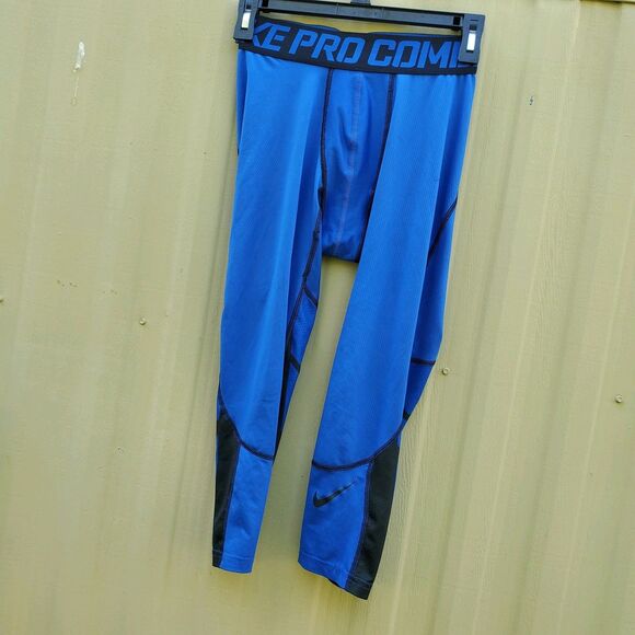 Nike Team Issued Pro Combat Cold Weather Dri-fit Blue  Compression Tights Small - Picture 1 of 7